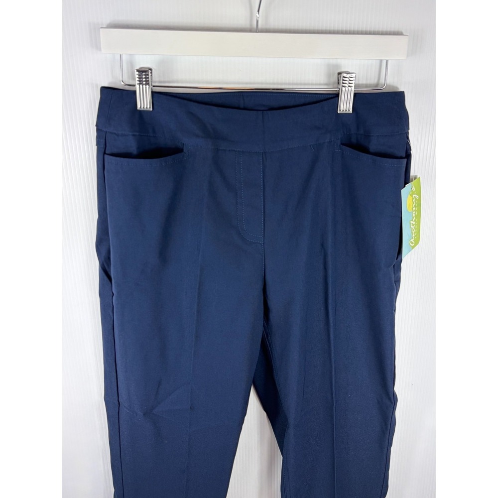 Anthony's Resort Wear Navy Crop Pants Scallop Hem Stretch Preppy Coastal Size 10 - Picture 6 of 12